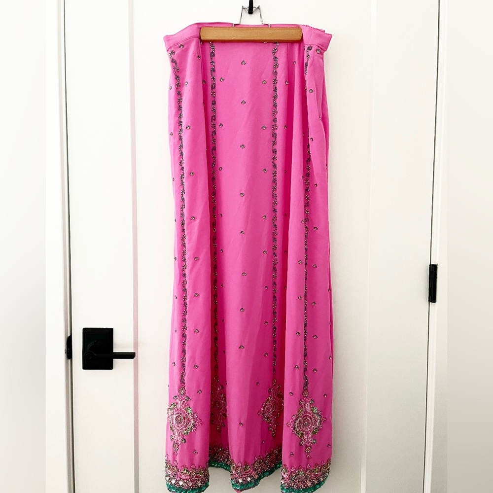 Beaded pink maxi skirt